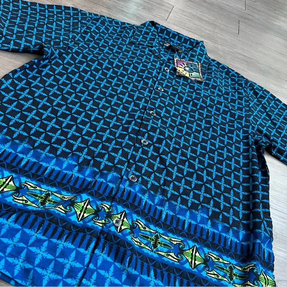 Y2K Deadstock Men’s No Boundaries Surf Beach Hawaiian Button Down Shirt Size M - Picture 5 of 5